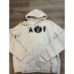 Vintage Abercrombie & Fitch Hoodie‎ Mens L White Pullover Sweatshirt Embroidered